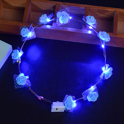 1 vnt Gėlių vainikas Šviečiantis 10 lempučių galvos apdangalas, vainikas, gėlių galvos apdangalas Švytintis vainikas vestuvių vakarėliui Kalėdinės girliandos