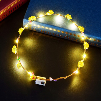 1 vnt Gėlių vainikas Šviečiantis 10 lempučių galvos apdangalas, vainikas, gėlių galvos apdangalas Švytintis vainikas vestuvių vakarėliui Kalėdinės girliandos