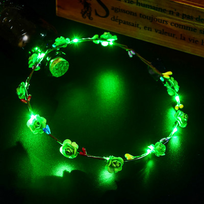 1 vnt Gėlių vainikas Šviečiantis 10 lempučių galvos apdangalas, vainikas, gėlių galvos apdangalas Švytintis vainikas vestuvių vakarėliui Kalėdinės girliandos