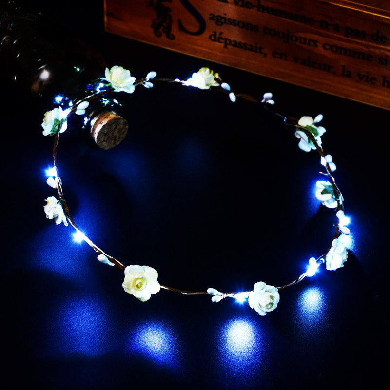 1 vnt Gėlių vainikas Šviečiantis 10 lempučių galvos apdangalas, vainikas, gėlių galvos apdangalas Švytintis vainikas vestuvių vakarėliui Kalėdinės girliandos