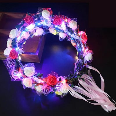 LED Headband Garland Gilr Glowing Garland Headband Wedding Party Φωτεινή γιρλάντα Hairband Crown Flower στεφάνι Φωτεινή διακόσμηση