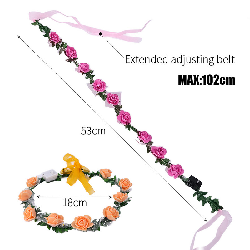 LED galvos juosta Girland Gilr Švytinti girlianda galvos juosta Vestuvių vakarėliu Šviečianti girlianda plaukų juosta karūnos gėlių vainiko šviesa