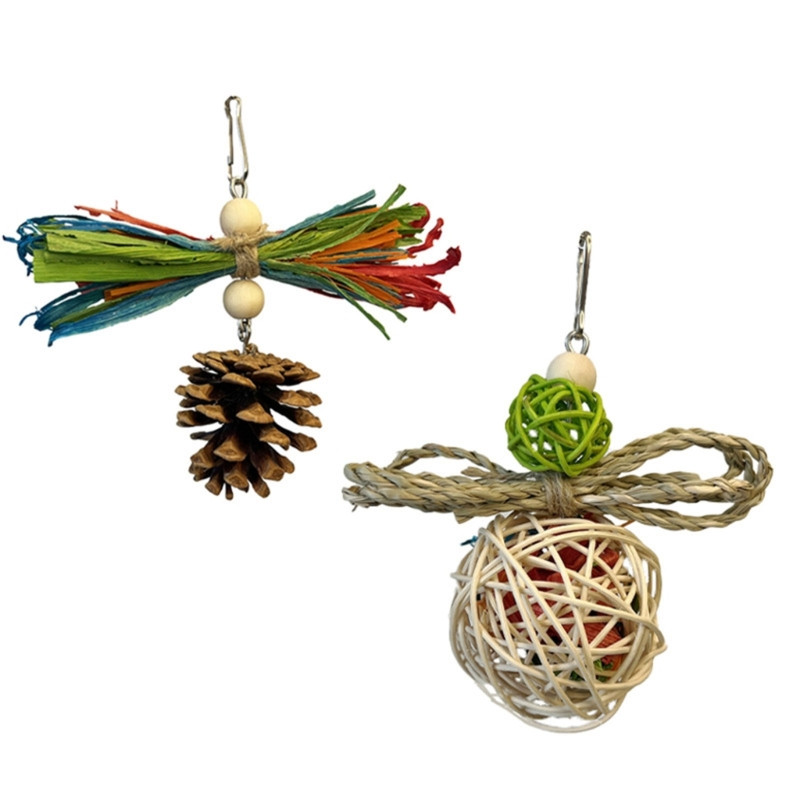 Putnu papagaiļu rotaļlietu būris piekarināmās bumbiņas šūpoles rotaļlieta mājdzīvnieks putns košļājamā koka putnu smalcināšanas rotaļlieta košļājamā barības meklēšanas smalcinātāja rotaļlieta Y5GB