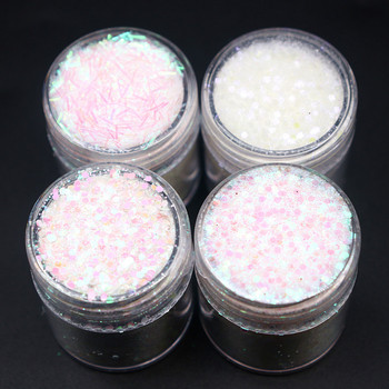 1 κουτί 10ml Holographic Nail Polish Sequin Candy Color Mixed Size Series Set Glitter Powder for DIY Nail Polish Decoration Art