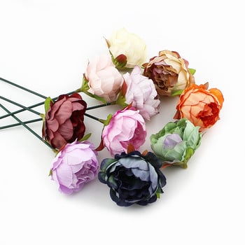 HUADODO 10 броя 5 см божур цветна глава копринени изкуствени цветя за сватбена украса Направи си сам декоративен венец фалшиви цветя