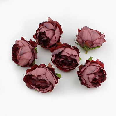 HUADODO 10 gab. 5cm Peonijas ziedu galva zīds Mākslīgie ziedi kāzu dekorēšanai DIY Dekoratīvs vainags Viltus ziedi