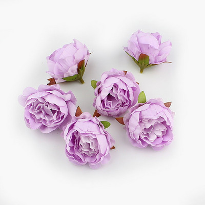 HUADODO 10 gab. 5cm Peonijas ziedu galva zīds Mākslīgie ziedi kāzu dekorēšanai DIY Dekoratīvs vainags Viltus ziedi