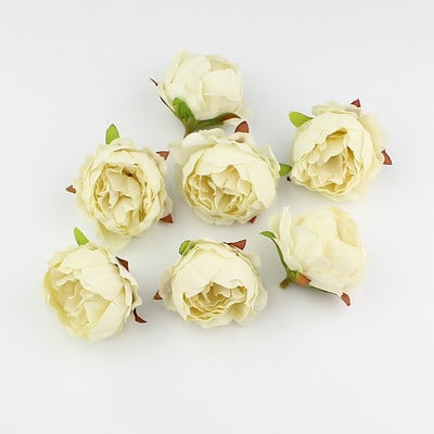 HUADODO 10 gab. 5cm Peonijas ziedu galva zīds Mākslīgie ziedi kāzu dekorēšanai DIY Dekoratīvs vainags Viltus ziedi