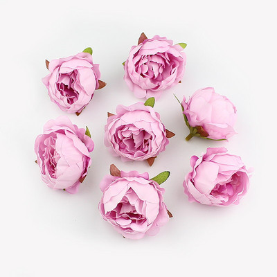 HUADODO 10 gab. 5cm Peonijas ziedu galva zīds Mākslīgie ziedi kāzu dekorēšanai DIY Dekoratīvs vainags Viltus ziedi