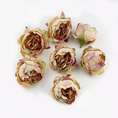 HUADODO 10 gab. 5cm Peonijas ziedu galva zīds Mākslīgie ziedi kāzu dekorēšanai DIY Dekoratīvs vainags Viltus ziedi