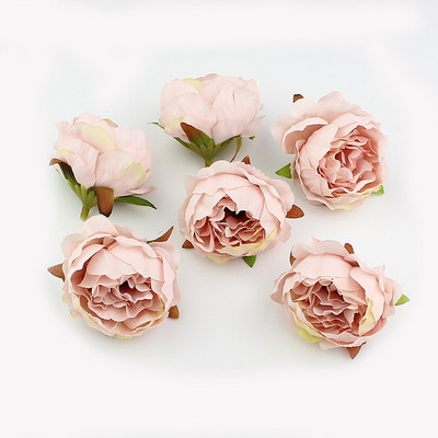 HUADODO 10 gab. 5cm Peonijas ziedu galva zīds Mākslīgie ziedi kāzu dekorēšanai DIY Dekoratīvs vainags Viltus ziedi