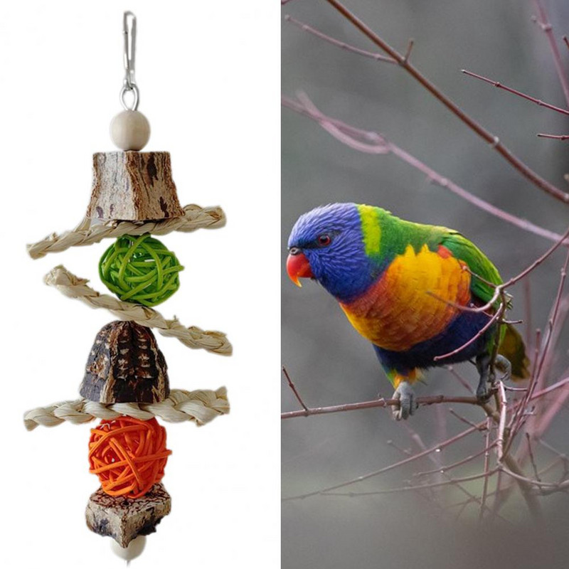 Videi draudzīgs mājdzīvnieku putns košļāt piekaramo kulonu papagaiļa rotaļlieta Zobu griešana Atvieglo garlaicību