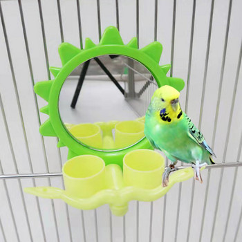 Παιχνίδι με καθρέφτη πουλιών με πλαστική βάση πέρκας Παπαγάλος μεταλλική βάση φρούτων λαχανικών Τροφοδότης Lovebirds Finches Καναρίνια Αξεσουάρ κλουβιού