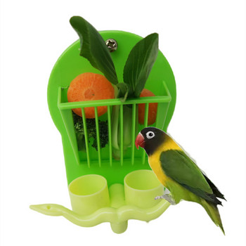 Παιχνίδι με καθρέφτη πουλιών με πλαστική βάση πέρκας Παπαγάλος μεταλλική βάση φρούτων λαχανικών Τροφοδότης Lovebirds Finches Καναρίνια Αξεσουάρ κλουβιού