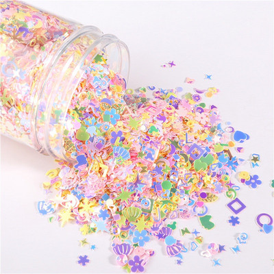 Sajaukti izmēri/formas Pārslu konfeti Zvaigzne Sirds Zieds Mēness gliemežvāks Sequins Pailletes 3D Glitters DIY nagu mākslas un kāzu aksesuāri