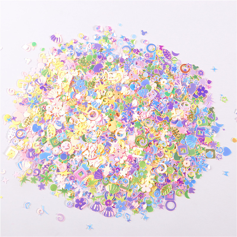 Vegyes méretek/formák Pehely konfetti csillag Szív virág Hold Kagyló flitterek Paillettes 3D csillámok barkácsoláshoz körömdíszítéshez és esküvői kiegészítőkhöz