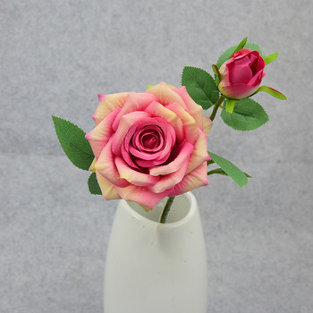 νέο τριαντάφυλλο τεχνητά λουλούδια 2 κεφάλι τριαντάφυλλο Πλαστικά φυτά λουλουδιών Σπίτι Ξενοδοχείο Χριστουγεννιάτικη διακόσμηση Μπουκέτο γάμου цветы для декора мелкие