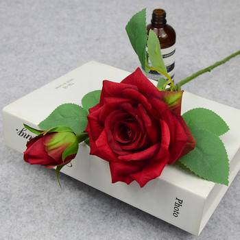 νέο τριαντάφυλλο τεχνητά λουλούδια 2 κεφάλι τριαντάφυλλο Πλαστικά φυτά λουλουδιών Σπίτι Ξενοδοχείο Χριστουγεννιάτικη διακόσμηση Μπουκέτο γάμου цветы для декора мелкие