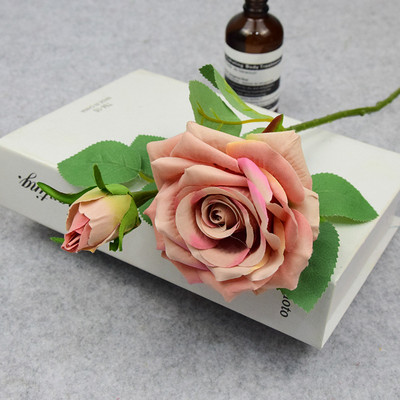 új rózsa művirágok 2 fej rózsa Műanyag Virágnövények Kezdőlap Szálloda karácsonyi dekoráció Esküvői csokor цветы для декора мелкие