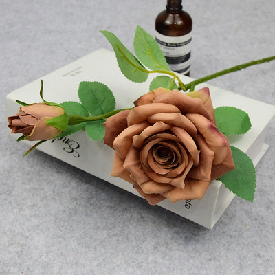 új rózsa művirágok 2 fej rózsa Műanyag Virágnövények Kezdőlap Szálloda karácsonyi dekoráció Esküvői csokor цветы для декора мелкие