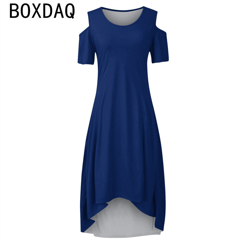 Nagy méretű női ruha szexi vállból kivágott alkalmi ruha O-nyakú, egyszínű nagy lengő, bő, A-vonalú hosszú ruha Vestidos