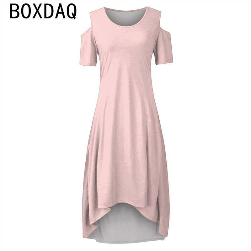 Nagy méretű női ruha szexi vállból kivágott alkalmi ruha O-nyakú, egyszínű nagy lengő, bő, A-vonalú hosszú ruha Vestidos