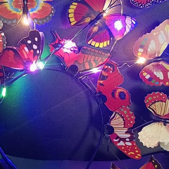 3 Λειτουργίες Φωτός Προσομοίωση Λάμψης LED Ροζ Μπλε Πεταλούδα Λουλούδι Κλαδί Χριστουγεννιάτικο Κεφαλόδεσμο Κεφαλόδεσμος Διακόσμηση για πάρτι Πασχαλινά