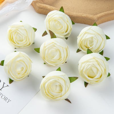 10 gab Mākslīgie ziedi 6 CM Mājas dekors Kāzu dārzs Tējas roze Bud Loka Zīds Viltus līgavas turēšanas materiāls Ziemassvētku vainags Lēti