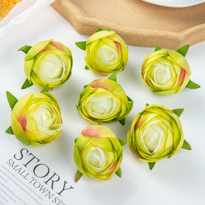 10 gab Mākslīgie ziedi 6 CM Mājas dekors Kāzu dārzs Tējas roze Bud Loka Zīds Viltus līgavas turēšanas materiāls Ziemassvētku vainags Lēti