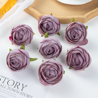 10 gab Mākslīgie ziedi 6 CM Mājas dekors Kāzu dārzs Tējas roze Bud Loka Zīds Viltus līgavas turēšanas materiāls Ziemassvētku vainags Lēti