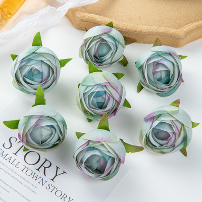 10 gab Mākslīgie ziedi 6 CM Mājas dekors Kāzu dārzs Tējas roze Bud Loka Zīds Viltus līgavas turēšanas materiāls Ziemassvētku vainags Lēti