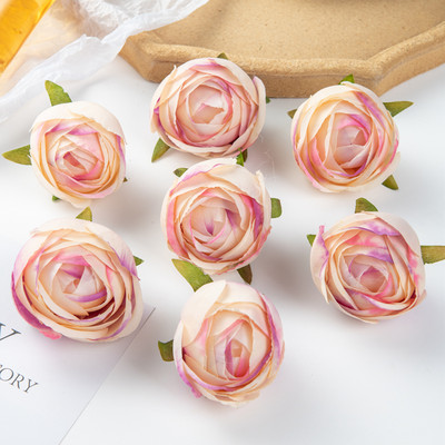 10 gab Mākslīgie ziedi 6 CM Mājas dekors Kāzu dārzs Tējas roze Bud Loka Zīds Viltus līgavas turēšanas materiāls Ziemassvētku vainags Lēti