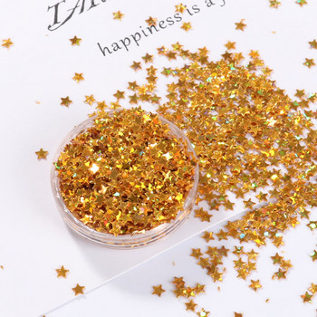 10g/Συσκευασία ανοιχτό χρυσό 3mm παγιέτες σε σχήμα αστεριού για τέχνη νυχιών, γυναικείο μανικιούρ Glitter Paillette, κομφετί διακόσμησης γάμου