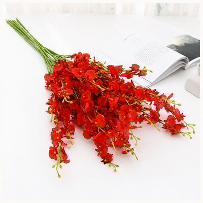 Dzeltens simulācijas puķes dejojošs orhideju rotājums viltots zieds mīksts dekors simulācija augs Mājas kāzas mākslīgie ziedi