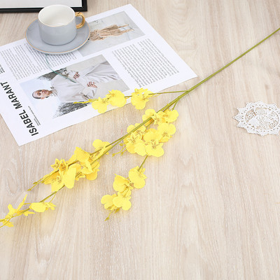 Dzeltens simulācijas puķes dejojošs orhideju rotājums viltots zieds mīksts dekors simulācija augs Mājas kāzas mākslīgie ziedi