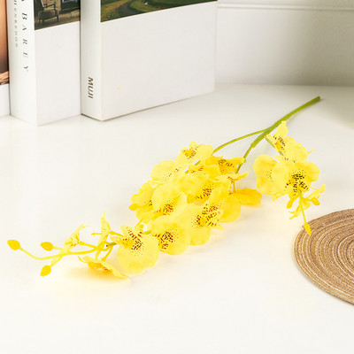 Dzeltens simulācijas puķes dejojošs orhideju rotājums viltots zieds mīksts dekors simulācija augs Mājas kāzas mākslīgie ziedi