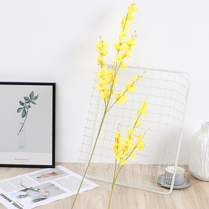 Dzeltens simulācijas puķes dejojošs orhideju rotājums viltots zieds mīksts dekors simulācija augs Mājas kāzas mākslīgie ziedi