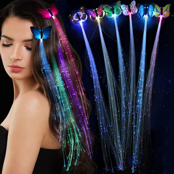 12 τεμ. Glow Hair Braid LED Luminous Flower Hair Clip Light Up Κλιπ μαλλιών πεταλούδας Μπαρ Διακόσμησης Προμήθειες Glow In Dark Toy
