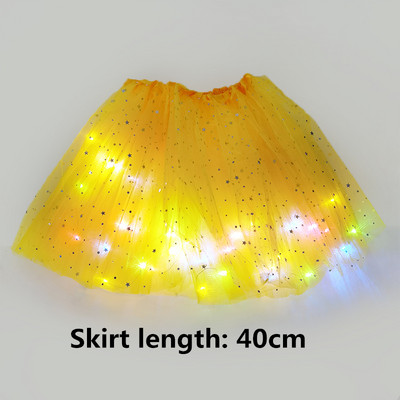 28/40 cm LED šviečiantis tiulio sijonas mergaitėms vasarinis neoninis LED trumpas baleto šokių drabužis suaugusiems vaikams Gimtadienio dovanos