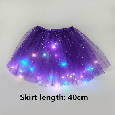 28/40 cm LED šviečiantis tiulio sijonas mergaitėms vasarinis neoninis LED trumpas baleto šokių drabužis suaugusiems vaikams Gimtadienio dovanos