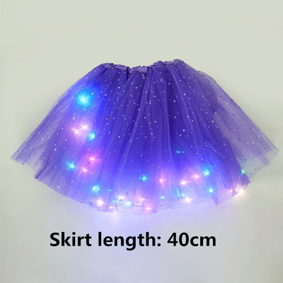 28/40 cm LED šviečiantis tiulio sijonas mergaitėms vasarinis neoninis LED trumpas baleto šokių drabužis suaugusiems vaikams Gimtadienio dovanos