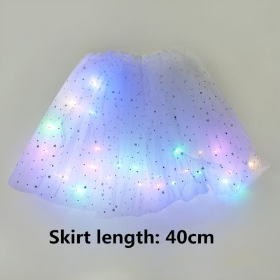 28/40 cm LED šviečiantis tiulio sijonas mergaitėms vasarinis neoninis LED trumpas baleto šokių drabužis suaugusiems vaikams Gimtadienio dovanos
