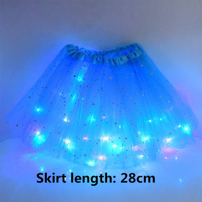 28/40 cm LED šviečiantis tiulio sijonas mergaitėms vasarinis neoninis LED trumpas baleto šokių drabužis suaugusiems vaikams Gimtadienio dovanos