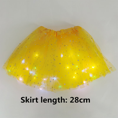 28/40 cm LED šviečiantis tiulio sijonas mergaitėms vasarinis neoninis LED trumpas baleto šokių drabužis suaugusiems vaikams Gimtadienio dovanos