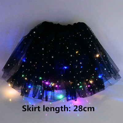 28/40 cm LED šviečiantis tiulio sijonas mergaitėms vasarinis neoninis LED trumpas baleto šokių drabužis suaugusiems vaikams Gimtadienio dovanos