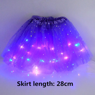 28/40 cm LED šviečiantis tiulio sijonas mergaitėms vasarinis neoninis LED trumpas baleto šokių drabužis suaugusiems vaikams Gimtadienio dovanos