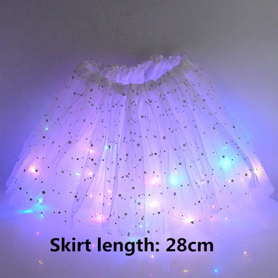28/40 cm LED šviečiantis tiulio sijonas mergaitėms vasarinis neoninis LED trumpas baleto šokių drabužis suaugusiems vaikams Gimtadienio dovanos
