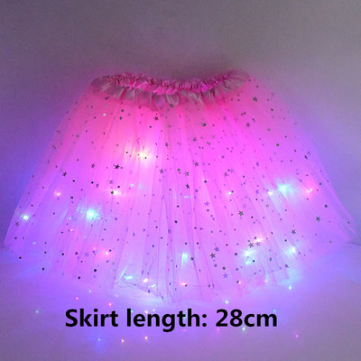 28/40 cm LED šviečiantis tiulio sijonas mergaitėms vasarinis neoninis LED trumpas baleto šokių drabužis suaugusiems vaikams Gimtadienio dovanos