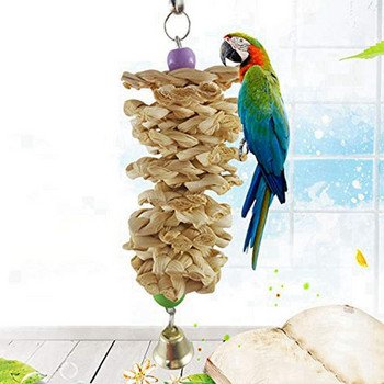 Παιχνίδια πουλιών παπαγάλος άχυρο ύφανσης προμήθειες ροκανίσματος γρασίδι μασώντας μπουκιά κρεμαστή κλουβί Κούνια αναρρίχηση με καμπάνα φυσικά προϊόντα
