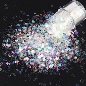1 Burciņa Jaukti Spangles Mirdzoša Zvaigzne Mēness Sirds Punkti Sequins Lāzers Spīdīgs Hologrāfisks Dekors DIY Nagu lakas Padomi Žilbinoša Paillette